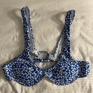 Blue & White Floral Swim Top